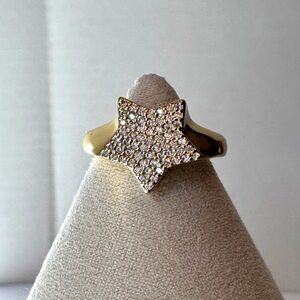 Gold Tone Star Ring with Crystals - Adjustable NWOT